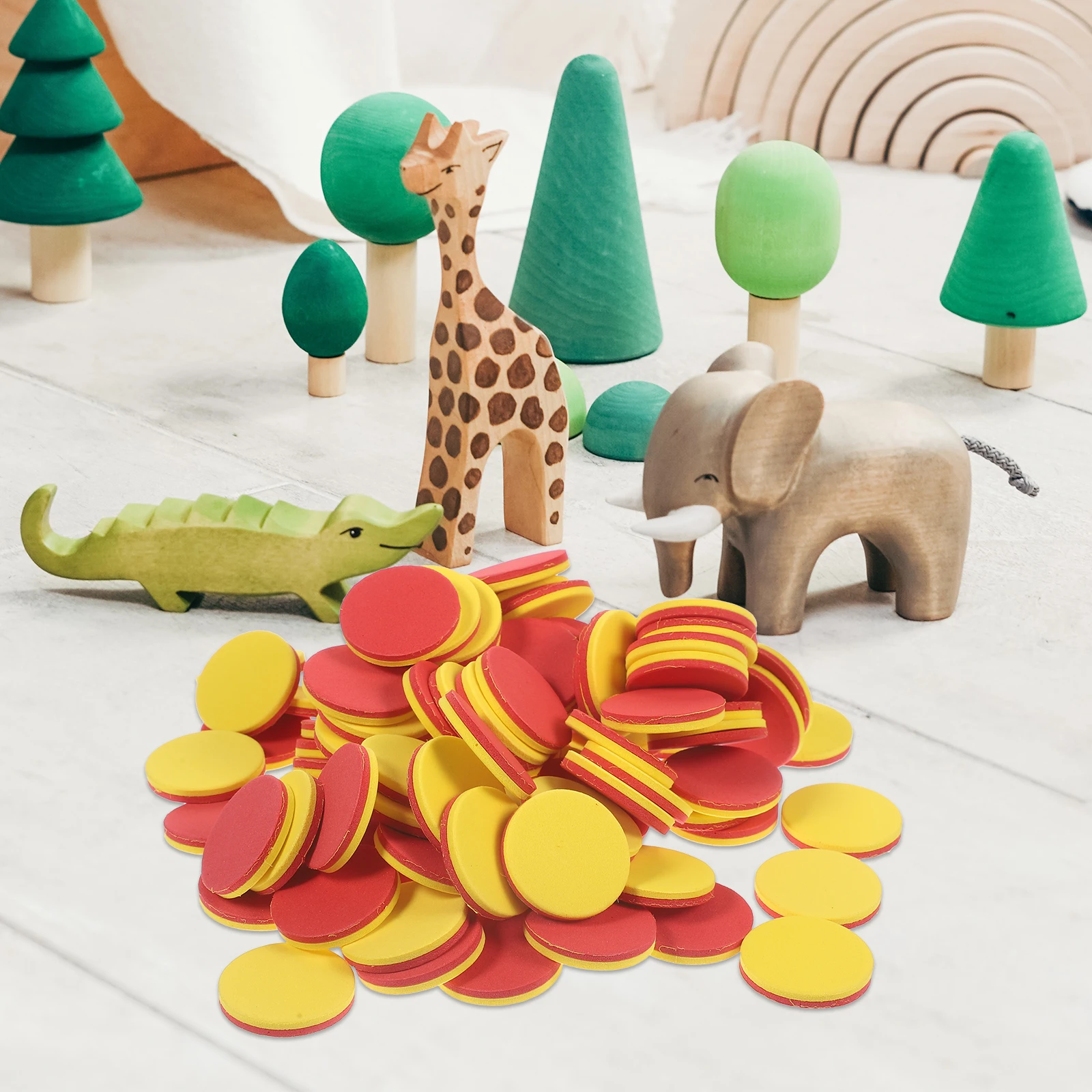 

100 Pcs Kids Toys Early Childhood Counting Discs Math Counters Colorful Round Chip Two Sided Toddlers Colored Chips