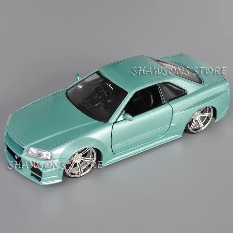 Jada 1:24 Scale Diecast Metal Model Car Toy Nissan GT-R BNR34 R34 Miniature Replica