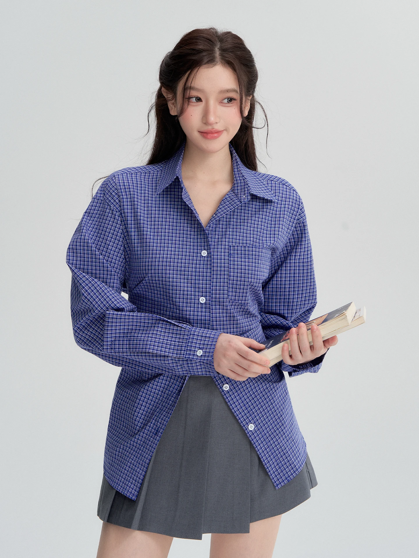 

OIOI E Vintage Plaid irt Women's Loose Long Sve Autumn Winter Layering Top Casual Sle UV Protection Other Material