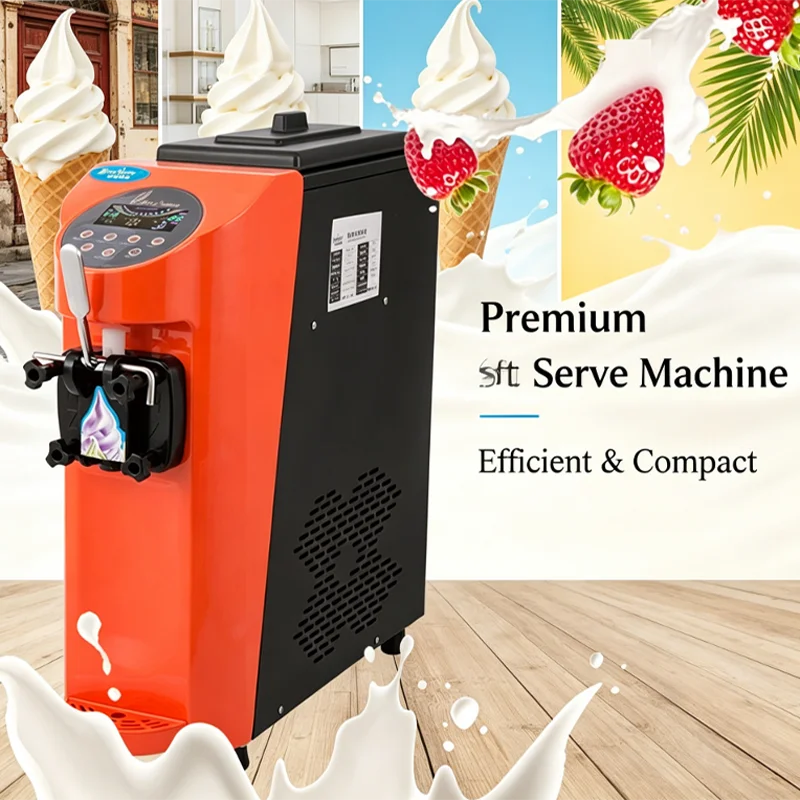 Automatic Commercial 1 Flavor Soft Ice Cream Machine Small Table Top Ice Cream Maker