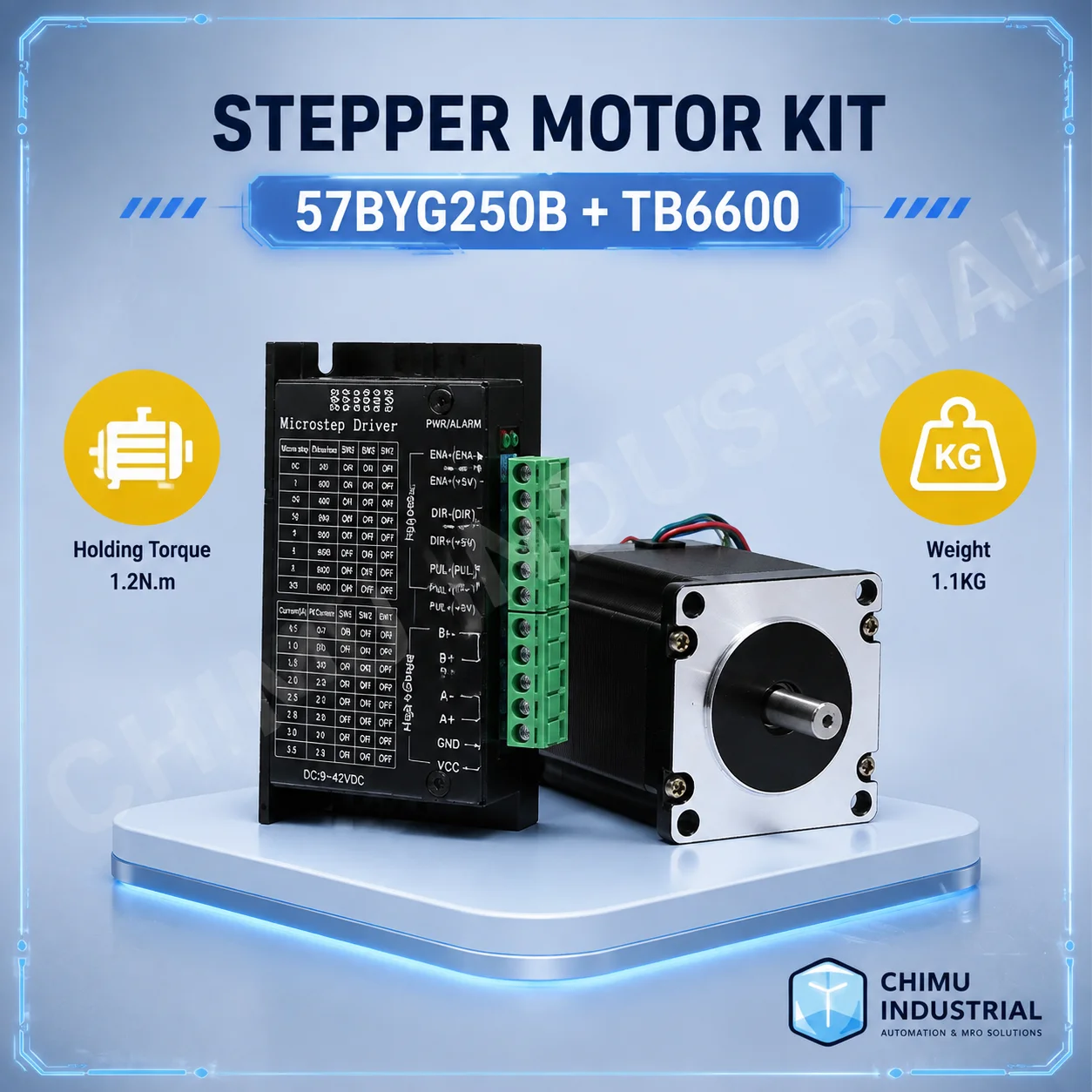 【CHIMU INDUSTRIAL】 for 57BYG250B Stepper Motor and 4A Driver Kit 1.2Nm Torque 32 Subdivisions for 3D Printing