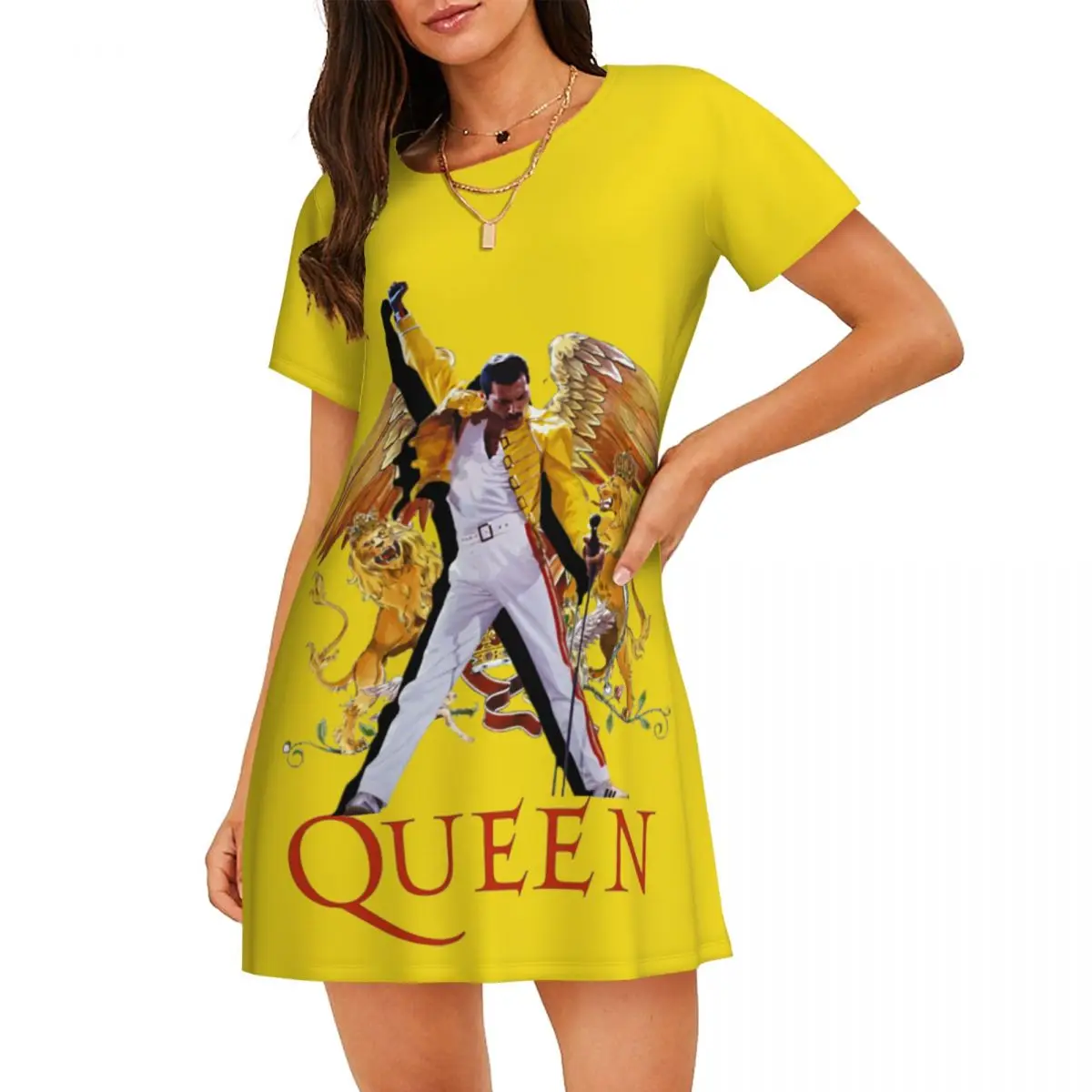 

Пользовательские пижамы Freddie Mercury Rock Roll для сна, свободная пижама, платье в стиле хэви-метал, мягкая ночная рубашка, одежда для сна