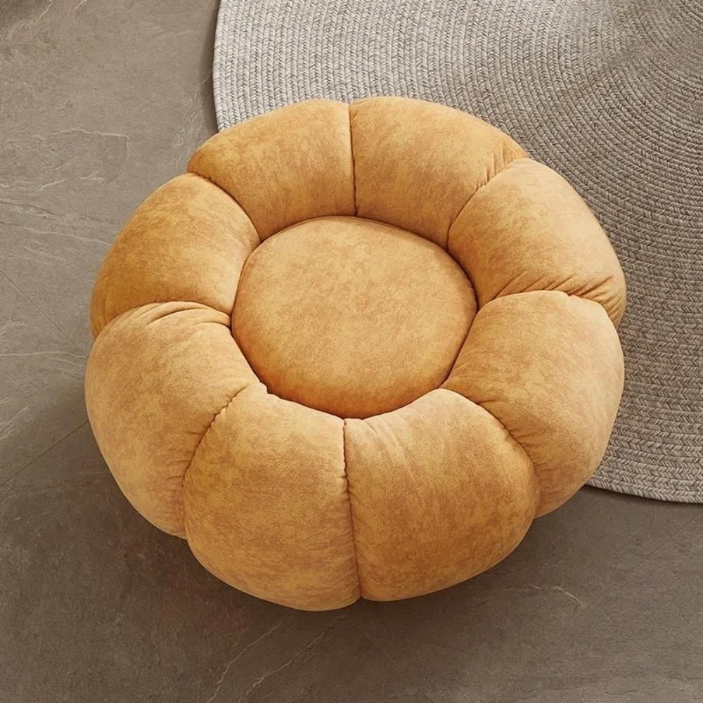 Pumpkin sofa stool footstool sofa stool lambswool simple modern living room luxury bedroom single small round stool image 3