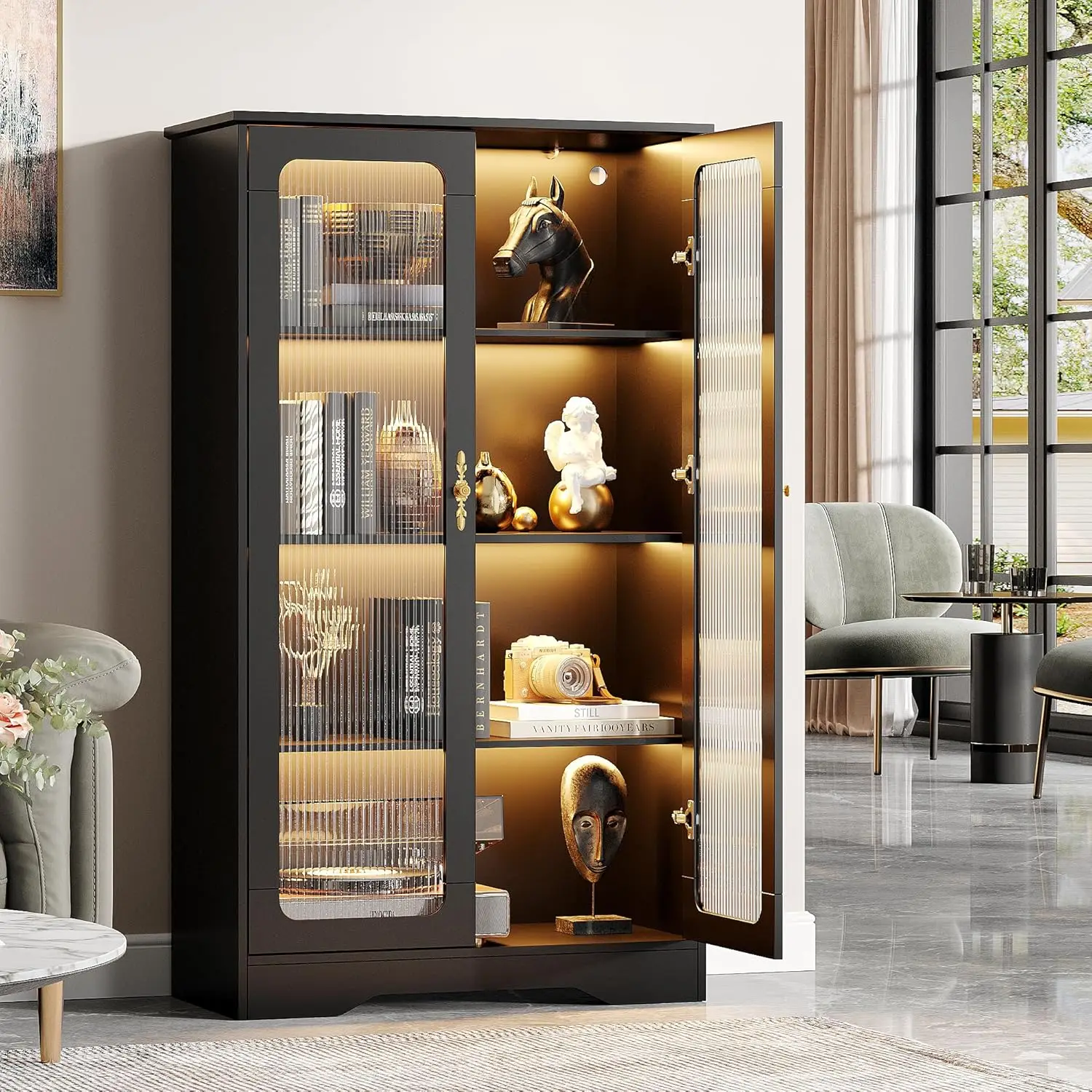 55H Tall Curio Cabi…
