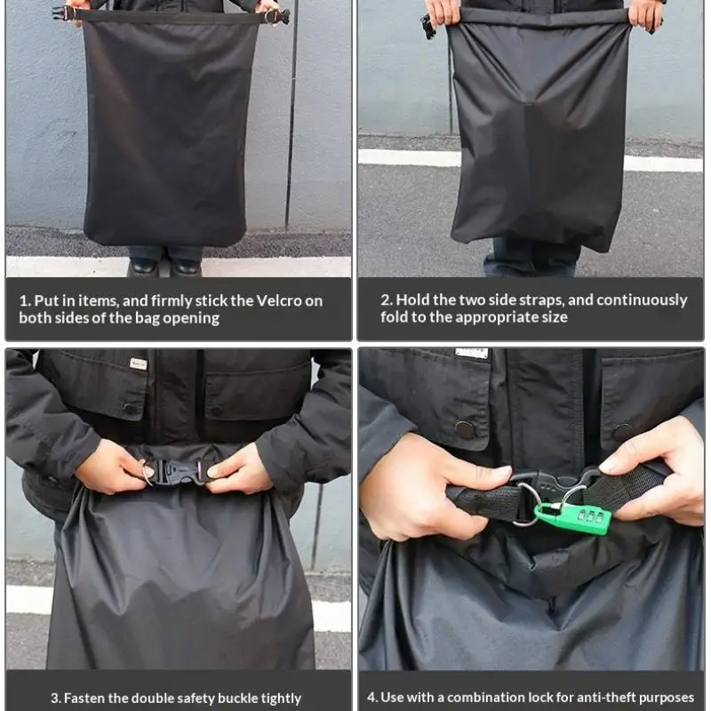 Portable Travel Motorcycle Waterproof Bag With Combination Lock Anti Theft Motorbike Helmet Storage Luggage Tool 1PC