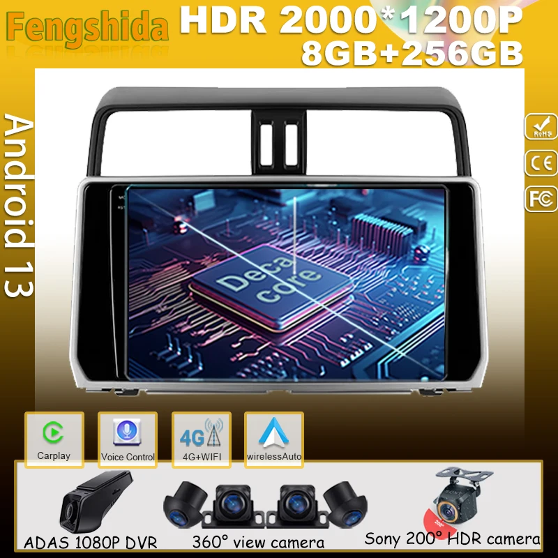 

Auto Multimedia Android For Toyota Land Cruiser Prado 150 2017 - 2018 Navigation Video Radio CarPlay Car Head Unit No 2din DVD