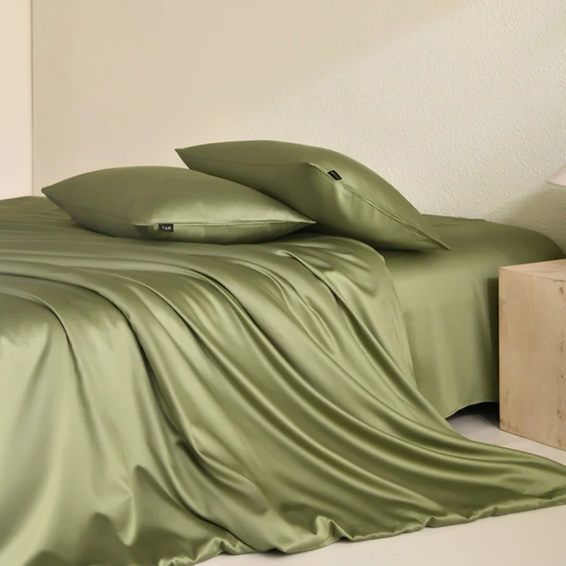 New Summer Cooling Silky Smooth Quilt Cover Home Hotel Solid Green Color Us Queen Duvet Cover Simple Lyocell Bedding 229*229*1pc