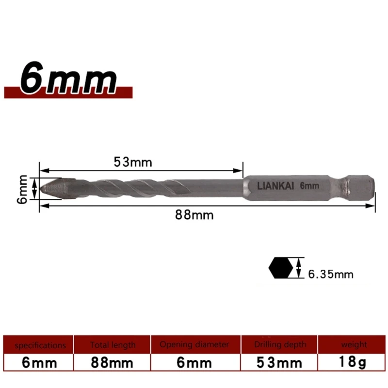 Đầu xiên Mũi khoan lệch tâm Mũi tuốc nơ vít Nề & Mũi khoan bê tông 1/4 "Tay cầm lục giác cho gạch, ngói, măng,