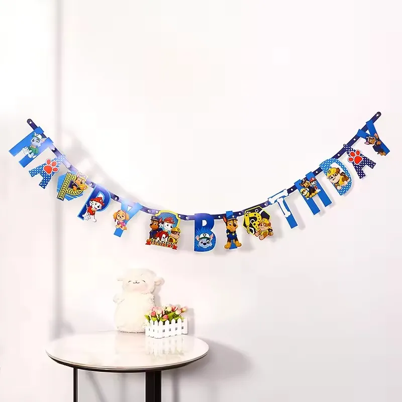 Paw Patrol Theme Series วันเกิด Bunting เด็กทารก DIY ปาร์ตี้แบนเนอร์ตกแต่งชายหญิง Partys อุปกรณ์แขวนตกแต่ง