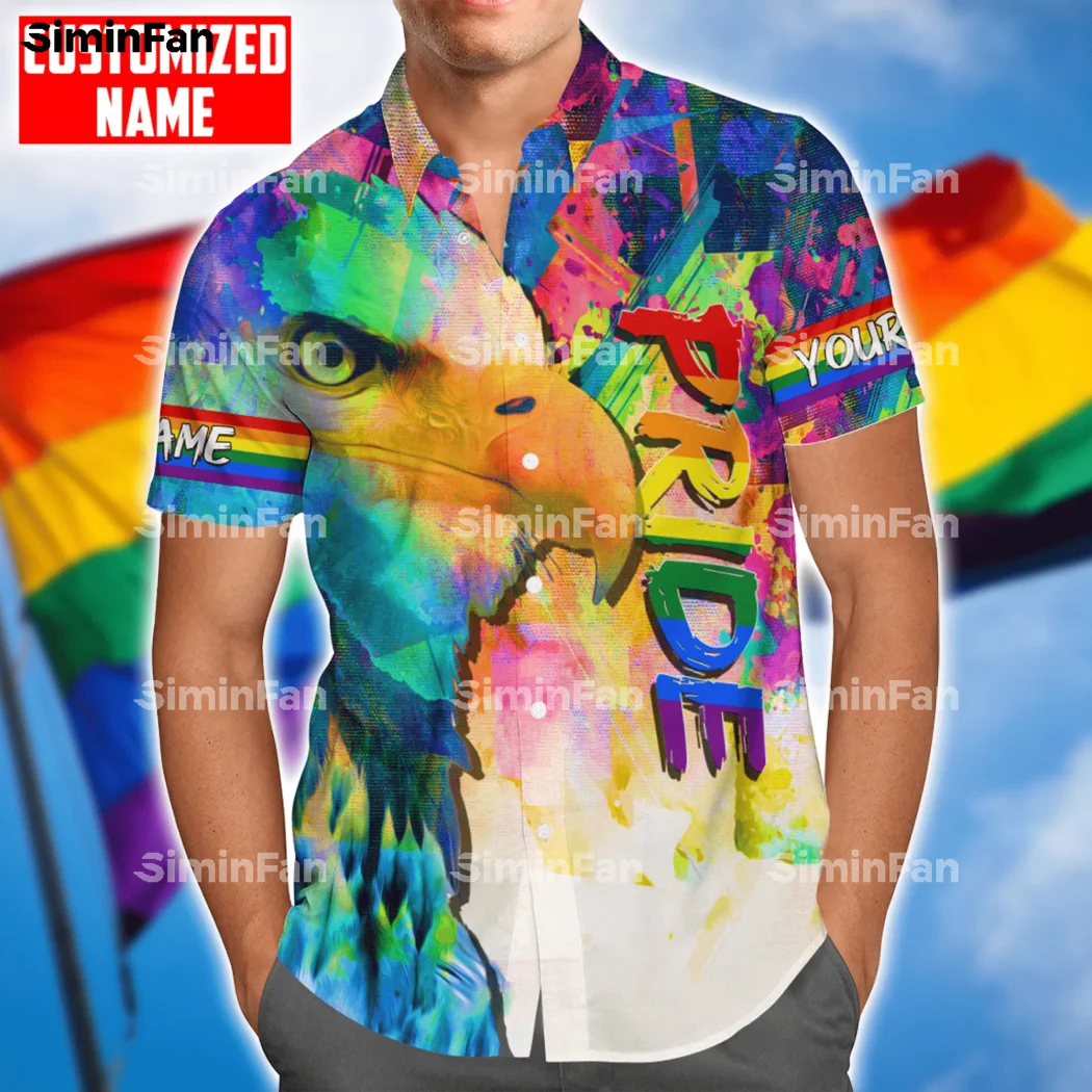 LGBT PRIDE EAGLE WINGS RAINBOW 3D Full Printed Hawaiian Shirt Men Summer Camisa Female Top Unisex Tee Male Tshirt Streetwear 02