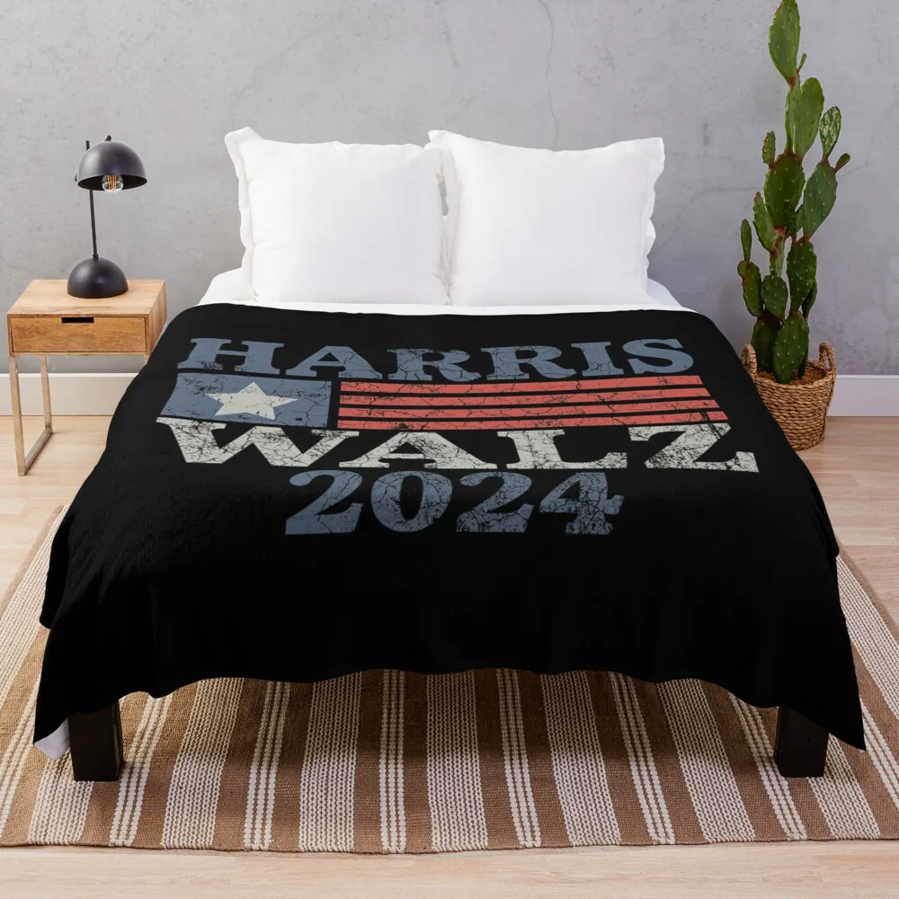 Harris Walz 2024 Election Kamala Harris Tim Waltz 2024 Throw Blanket Furrys Heavy Blankets