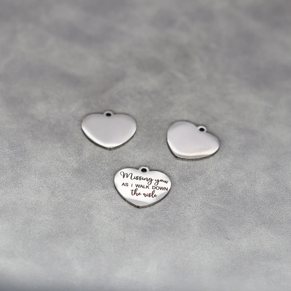 3pcs Stainless Steel Charm Missing You As I Walk Down The Aisle  Laser Engraved for Love Heart Jewelry Making DIY Handmade