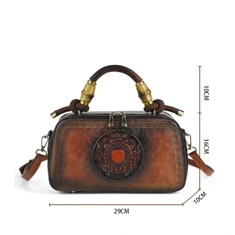 Johnature Retro Classic Totem goffratura borsa da donna 2024 nuova borsa di lusso in pelle di alta qualità per il tempo libero borse a tracolla