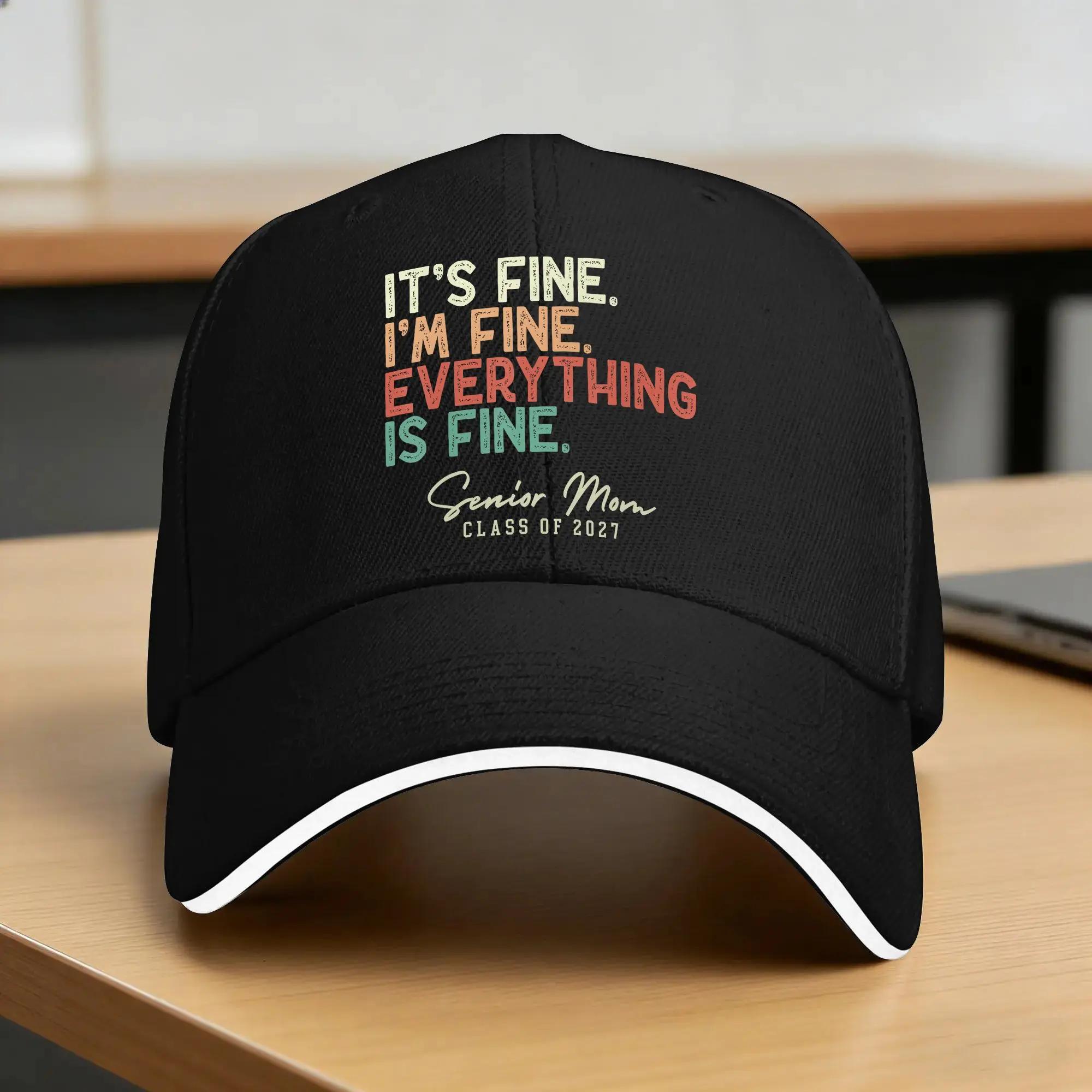 It’s Fine I‘m Fine Everything Fine Senior Mom Class of 2027 Casual Baseball Cap  Tennis Skate Trucker Hat Summer Baseball Caps