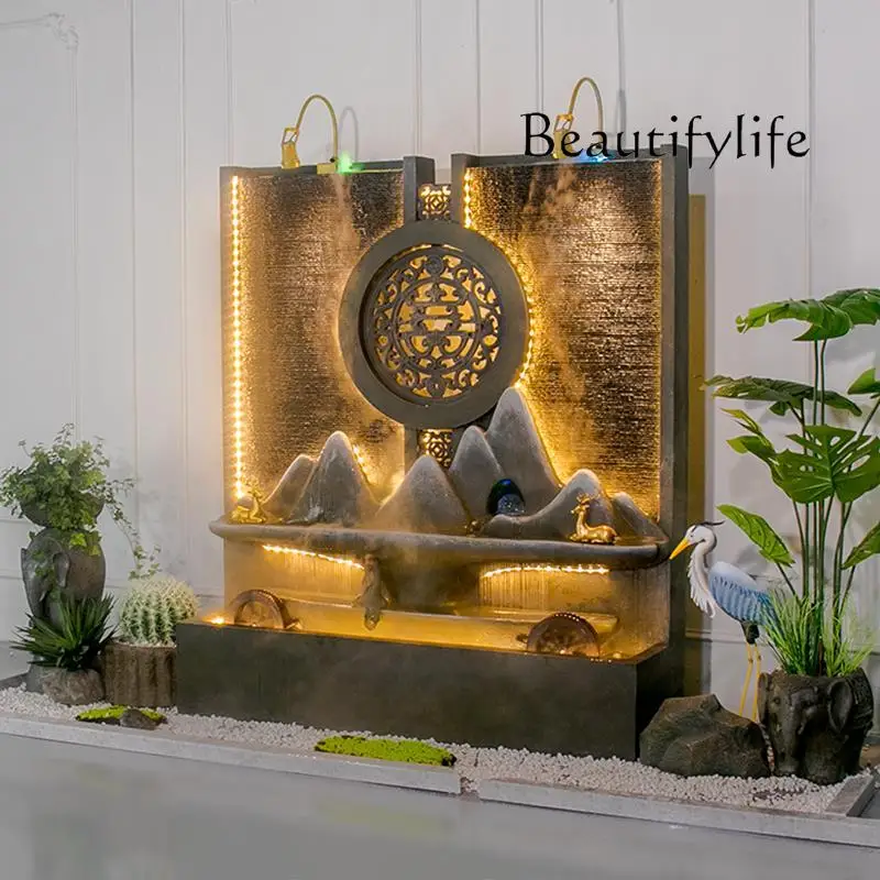 

Water curtain wall, flowing water screen, new Chinese style entrance entrance, flowing water ornament, villa courtyard fountain
