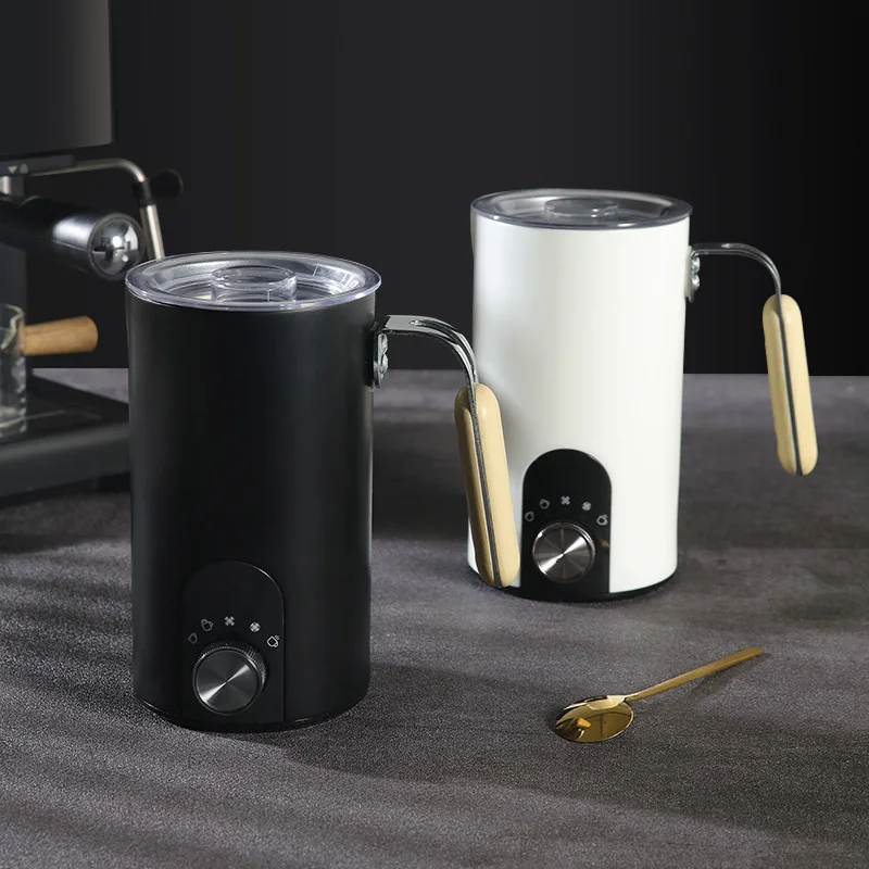 500W 350ml 電動ミルク泡立て器スチーマー、ラテカプチーノ用ハイパワー自動ホット&コールドフォームメーカー