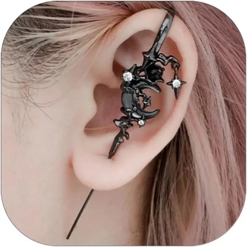 Creative Star Moon Ear Hook Earrings Myth of The Moon Ear Hook Needle Piercing Earring for Women Friends Jewelry