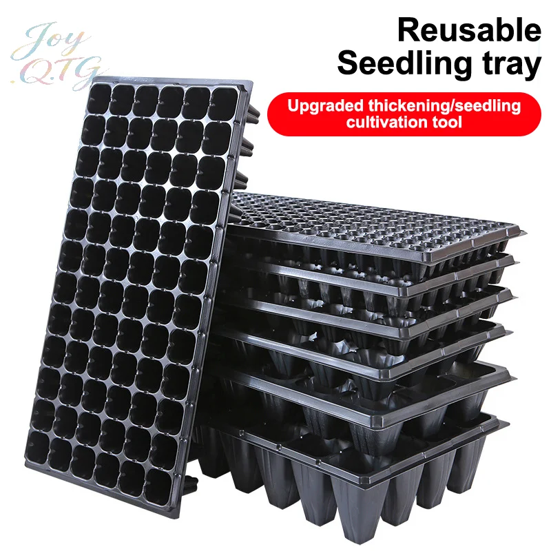 Hot 10Pcs Seedling Trays Plastic Gardening Germination Trays Black Seedling Container Garden Supplies For Vegetable Flower