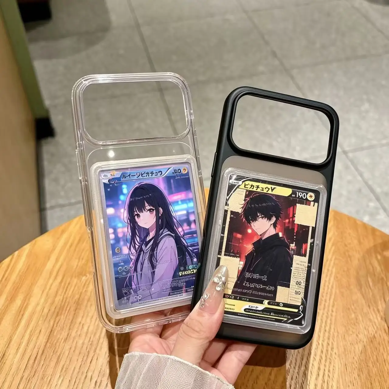 TCG Trading Card Display Phone Case for iPhone 17 18 Pro Max Photo Insert Card Holder for Sports Game Collectible Cards