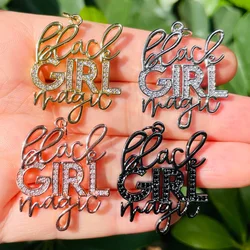5pcs BLACK GIRL MAGIC Words Charm for Women Bracelet Necklace Jewelry Making Gold-Plated Micro Pave Letter Pendant Accessory