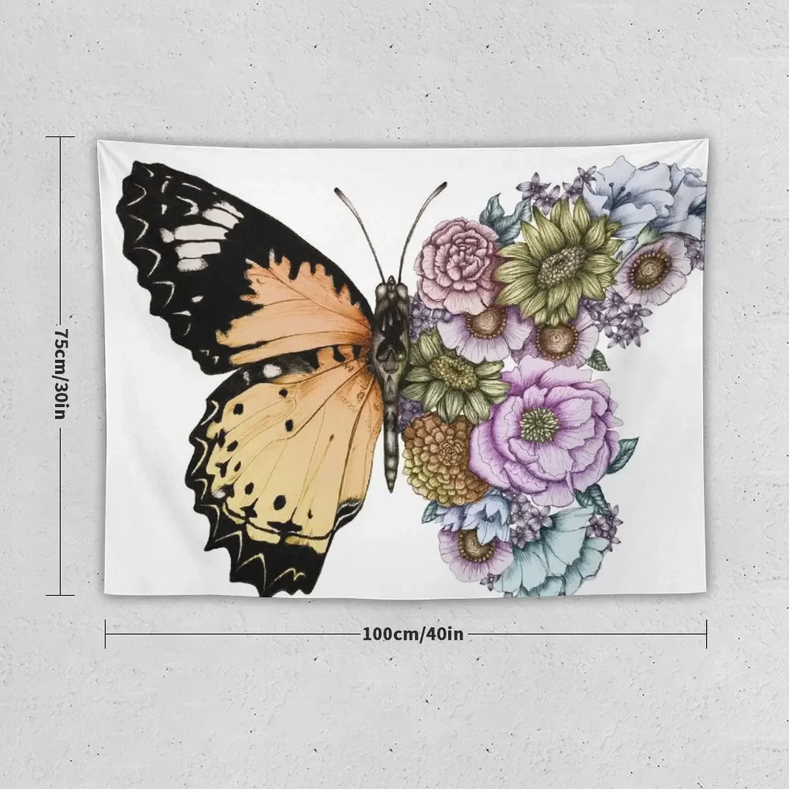 Butterfly in Bloom II Tapestry Bedroom Organization And Decoration Things To The Room Tapestry