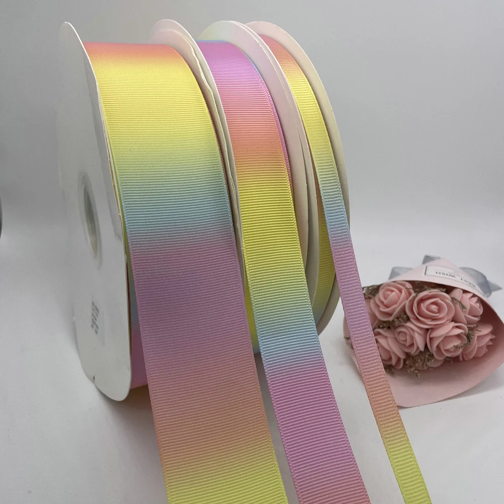 Nastro in gros-grain da 5 metri Nastri multicolori arcobaleno per fiocchi per capelli Confezione regalo Decorazione di nozze Tessuto da cucito