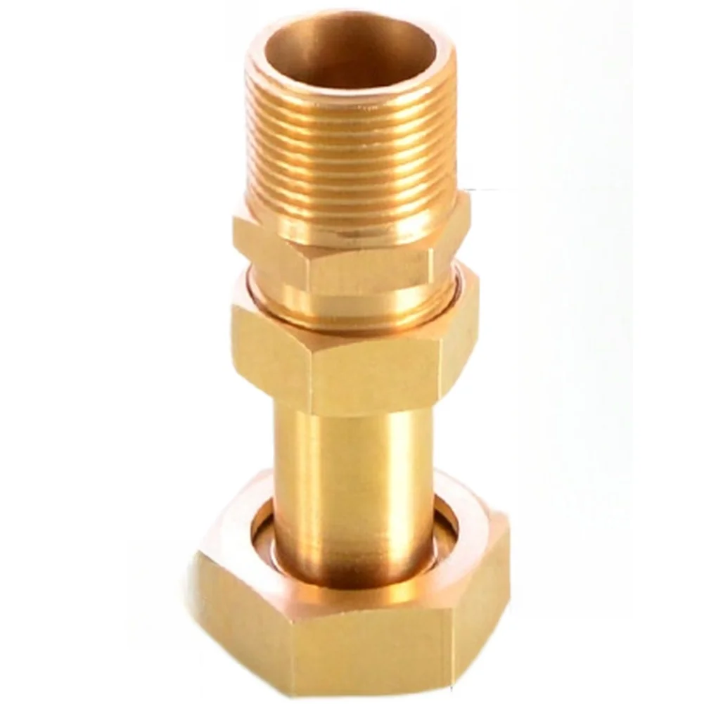 Golden Brass Water Meter Connector Adjustable Meter Link Watertight Connection Secure Sealing System Rust Resistant Material
