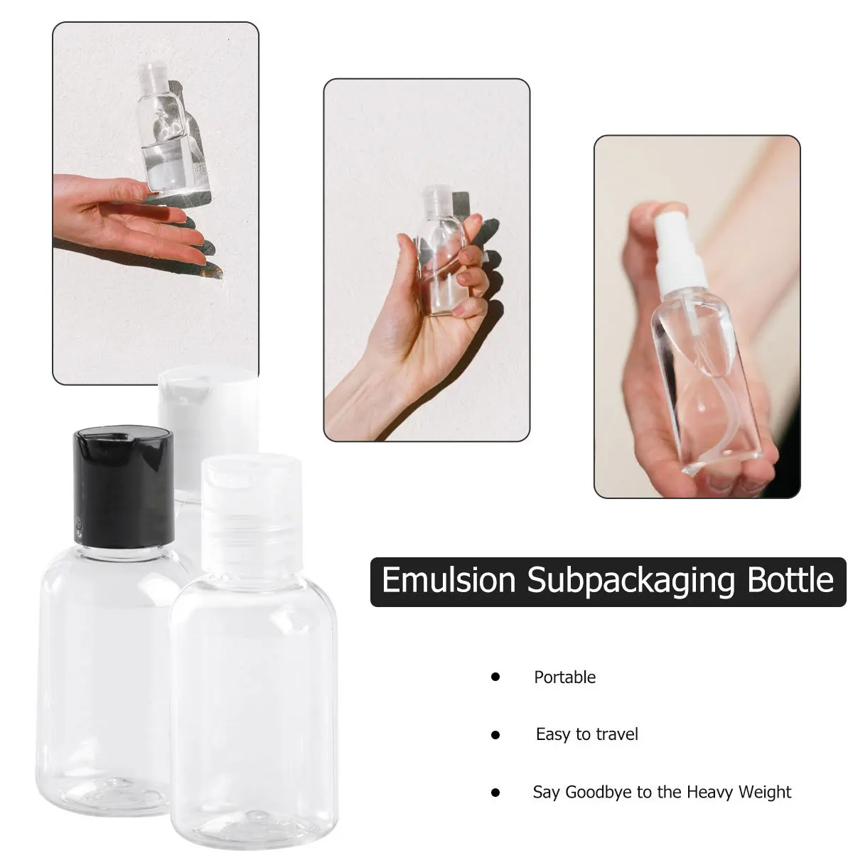 12Pcs 50Ml Lotion Bottle with Press Dispenser Refillable Transparent Plastic Container for Travel Bathroom Bedroom Massage Oil