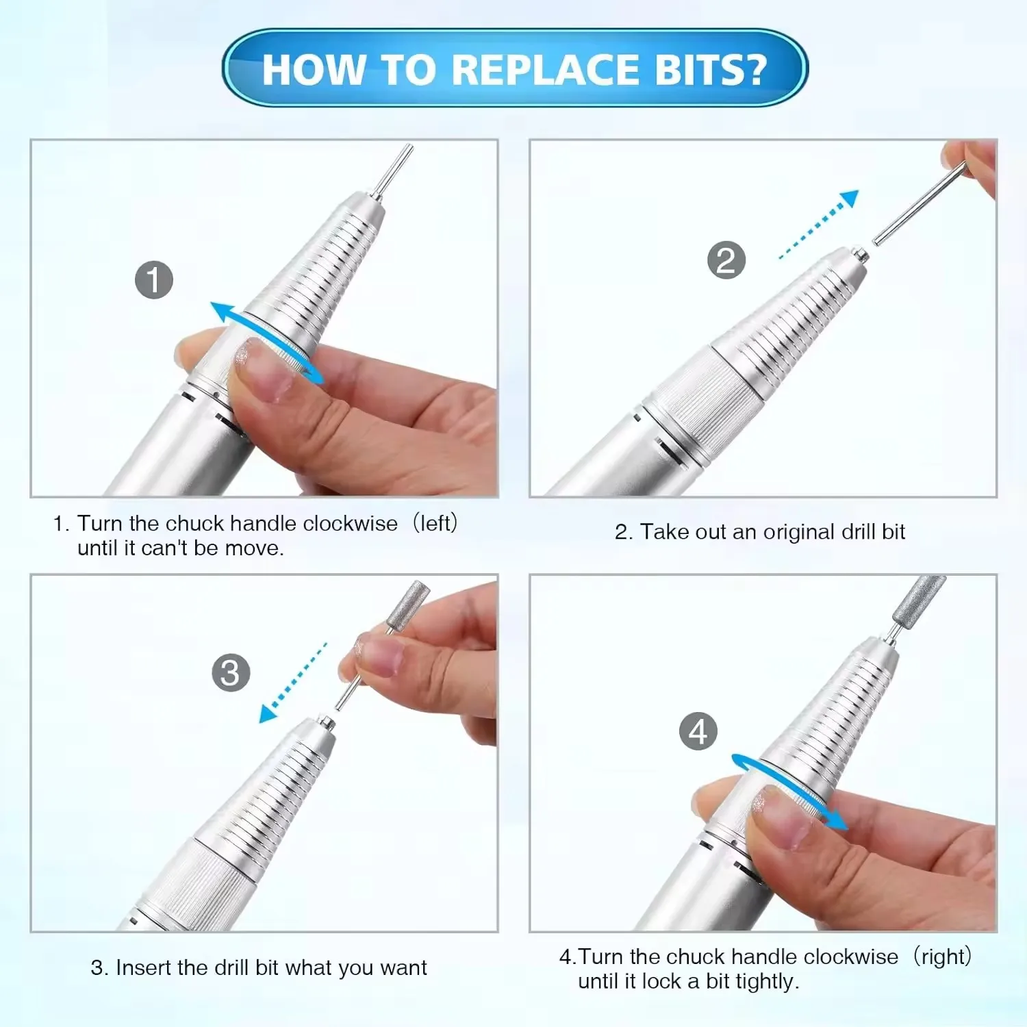 Pièce à Main de Pompage pour Perceuse à Ongles, Pliable, Portable, Hôte 2Jack, 30000