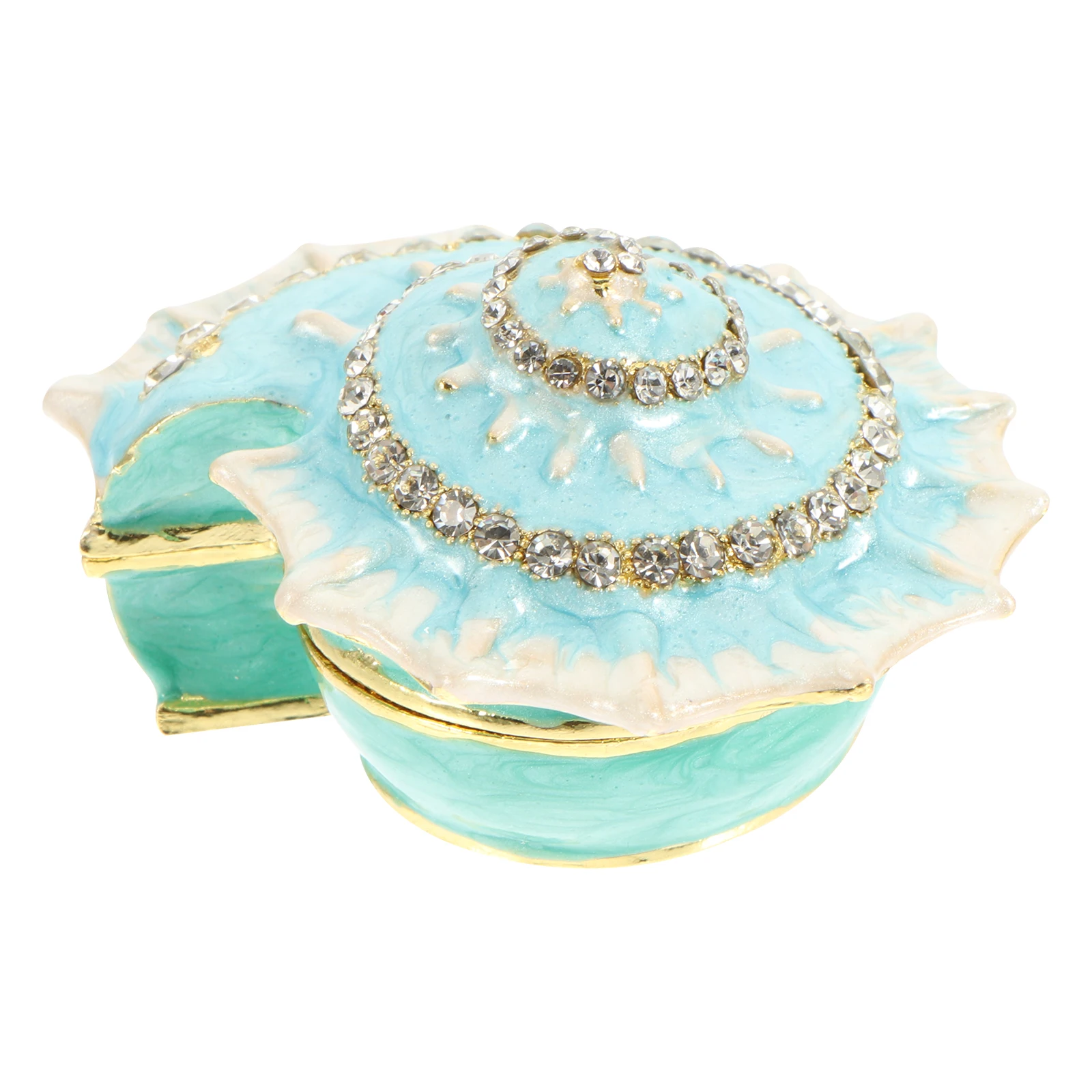 

Delicate Conch Shaped Jewelry Box with Rhinestones Lightweight Alloy Gift Container for Anniversaries Birthdays Valentine's Day