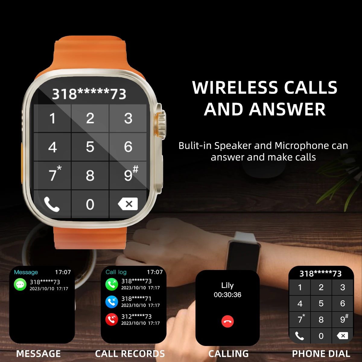 2.01'' Smart Watch with Message Answer Call Sleep Health Monitoring Sports Pedometer Information Alerts For iPhone Android