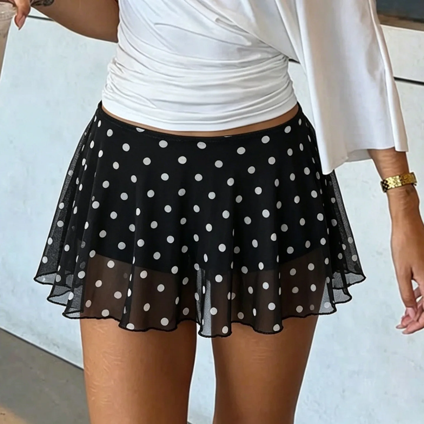 2026 New Retro Polka Dot Mini Short Skirt Female Summer Spice Girl Sexy Skirt