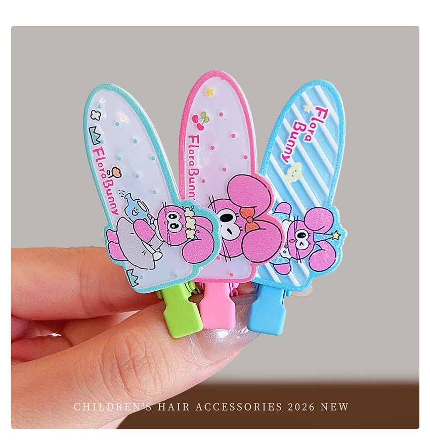 2026 5er-Set Cartoon Hasen Spitzenblumen Haarspangen für Mädchen, Babys, Kleinkinder – Modische koreanische, schmerzfreie Haarclips als Partygeschenk – Detail 7