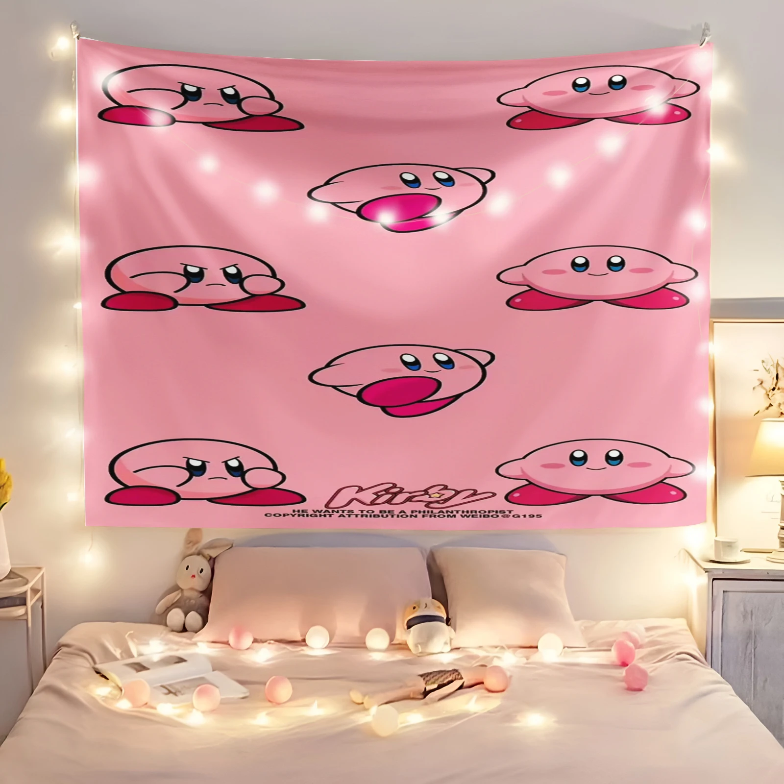 Kirby Baby Cute Cartoon gobelin ścienny tło tkanina dormitorium dekoracja nocna tapeta Ins zdjęcie