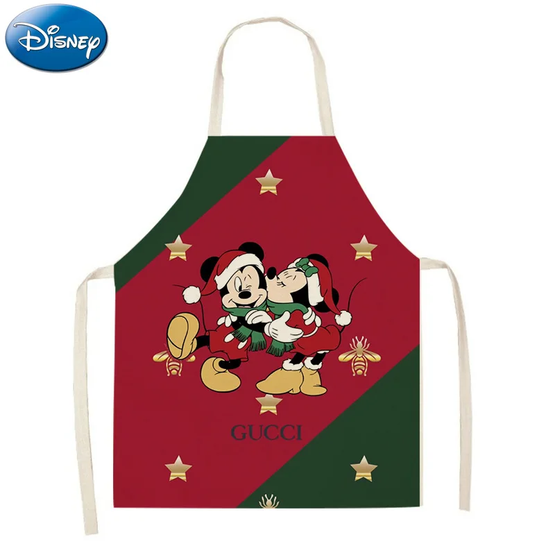 Disney Mickey mouse Cartoon Kitchen Apron Adult Child Household Cleaning Cotton Linen Pinafore Salon Home Cooking Baking tools