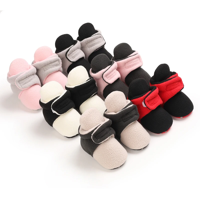 

New Baby Boots For Winter Warmth 0-12M Newborn Baby Velcro Soft Sole Anti Slip Front Shoes Baby Shoes Warm Snow Boots