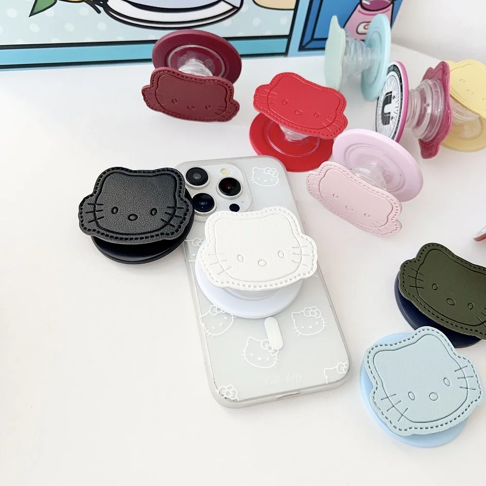 

Симпатичная кожаная подставка Sanrio Hello Kitty для Magsafe, магнитная подставка для телефона Griptok Grip Tok для iPhone, складной держатель для беспроводной зарядки