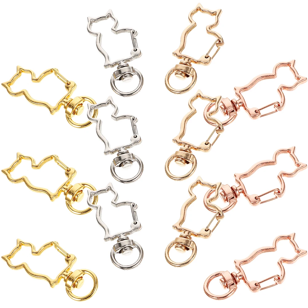 

20 Pcs Cat Head Buckle Metal Snap Keychain Clips Shaped Hooks Diy Jewelry Supply Alloy Spring Clasps Keychain Parts