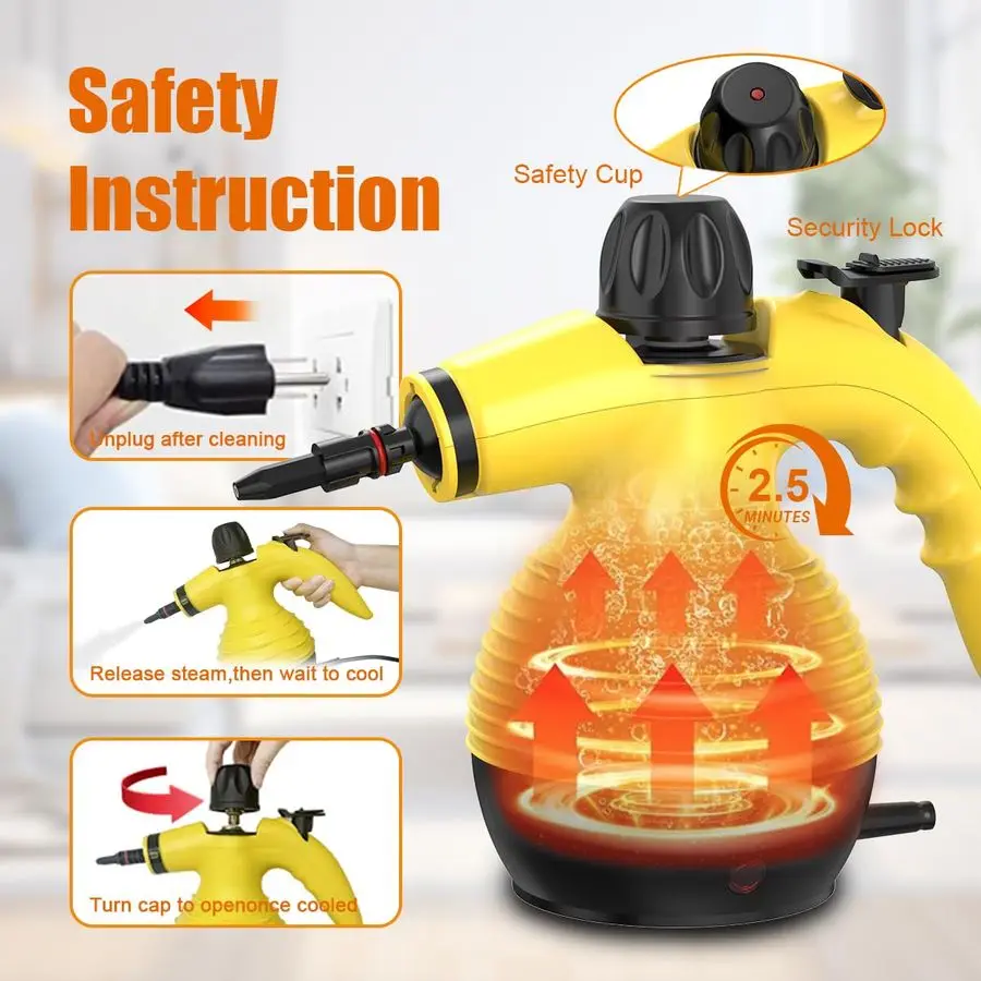 Handheld Steam Cleaner,10 in 1 Handheld Steamer for Home Use with Safety Lock,MultiSurface Steam Cleaner for Home,Bathroom, Clot