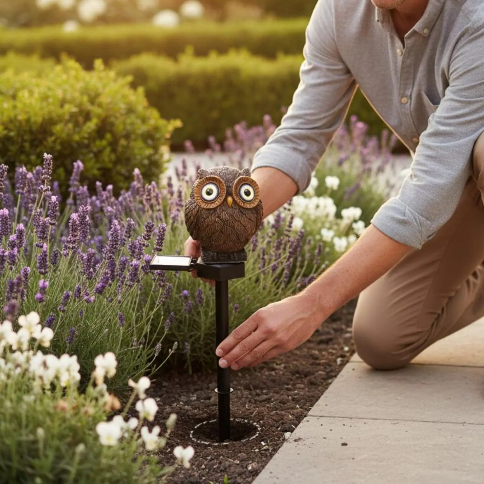 

Owl Garden Stake Light Easy to Install Solar Owl Light Outdoor Lighting Warm White Radiance Bird Repellent for Yard
