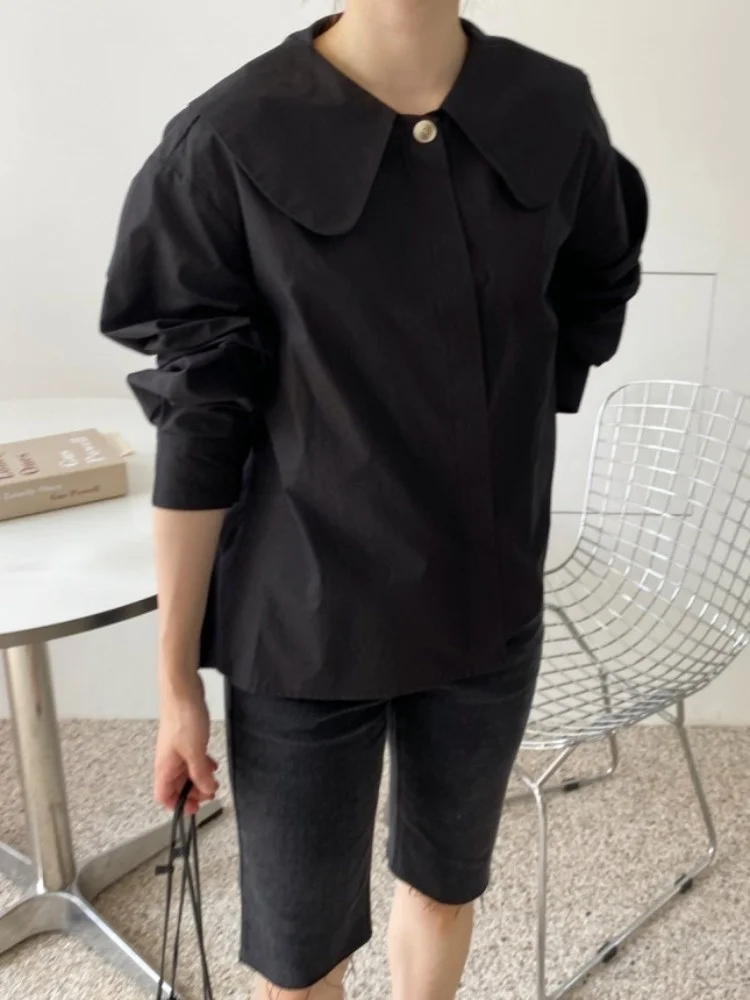 

Шикарный антивозрастной кукольный воротник Ba, плиссированный свободный женский топ Bubble Sve irt, повседневный женский топ на весну, осень и зиму Faion Sle