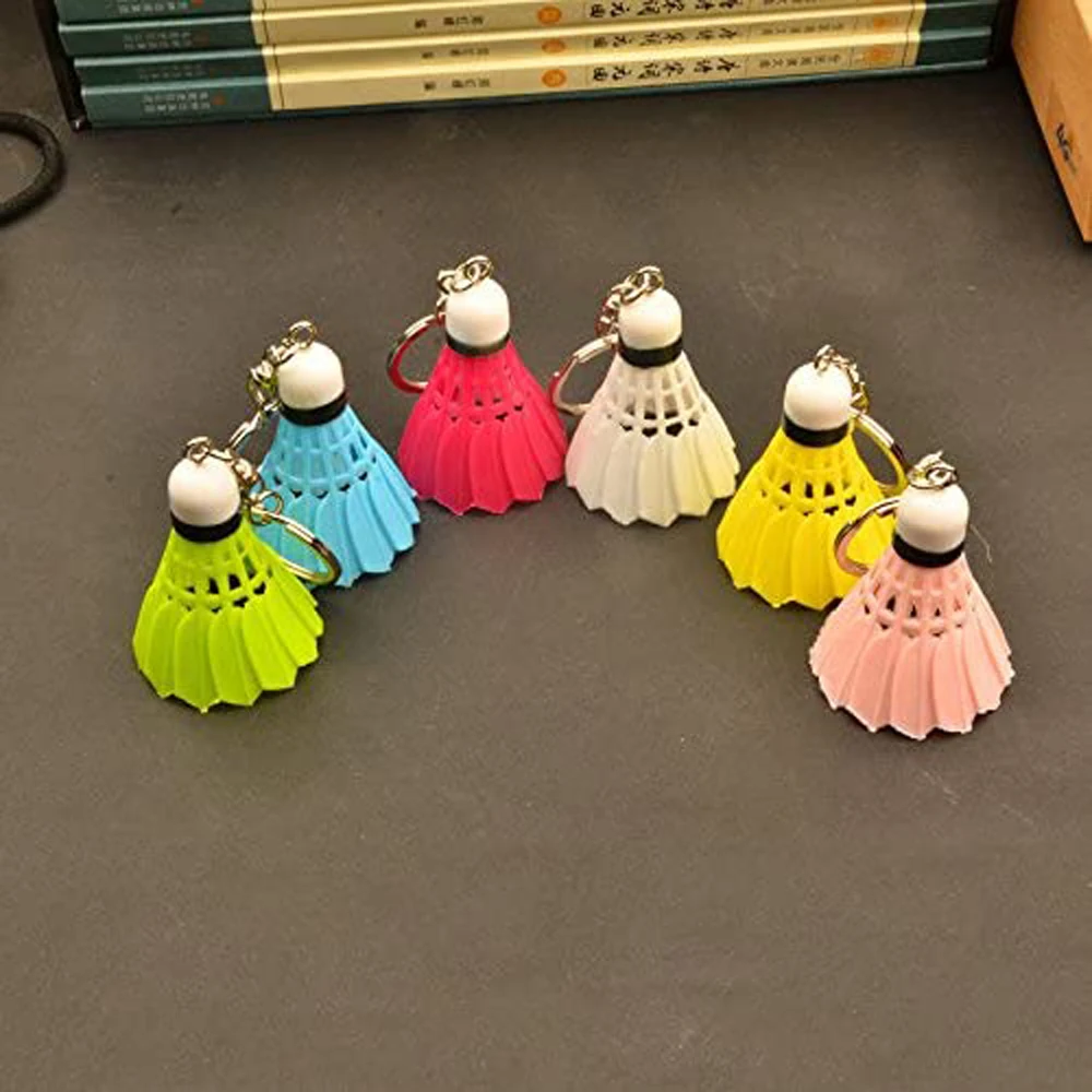 Creative Colorful PVC Keyring Jewelry Sports Key Chain Shuttlecock Key Chains Car Key Holder Mini Badminton Badminton Keychain