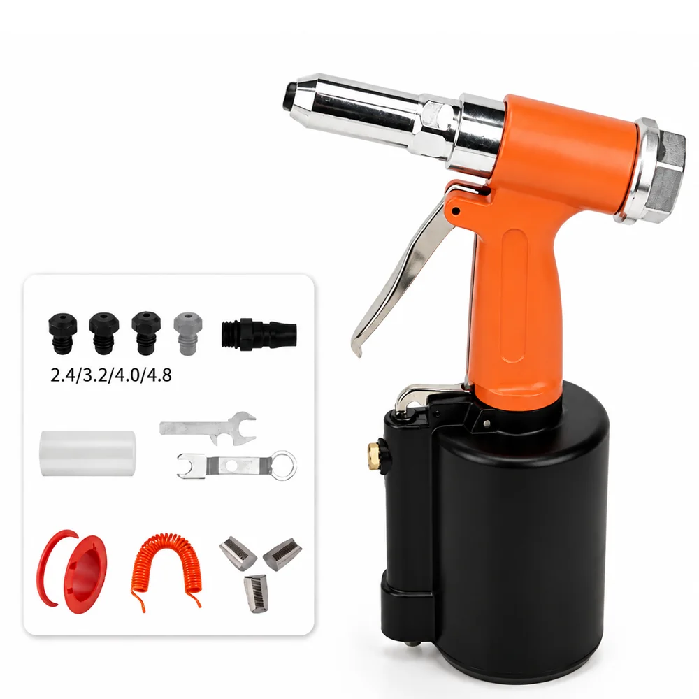 Professional Pneumatic Pop Rivet Gun Kit Heavy Duty Air Riveter Rivet Gun Set Fast Core Drawing Nail for 2.4-4.8mm Blind Rivets