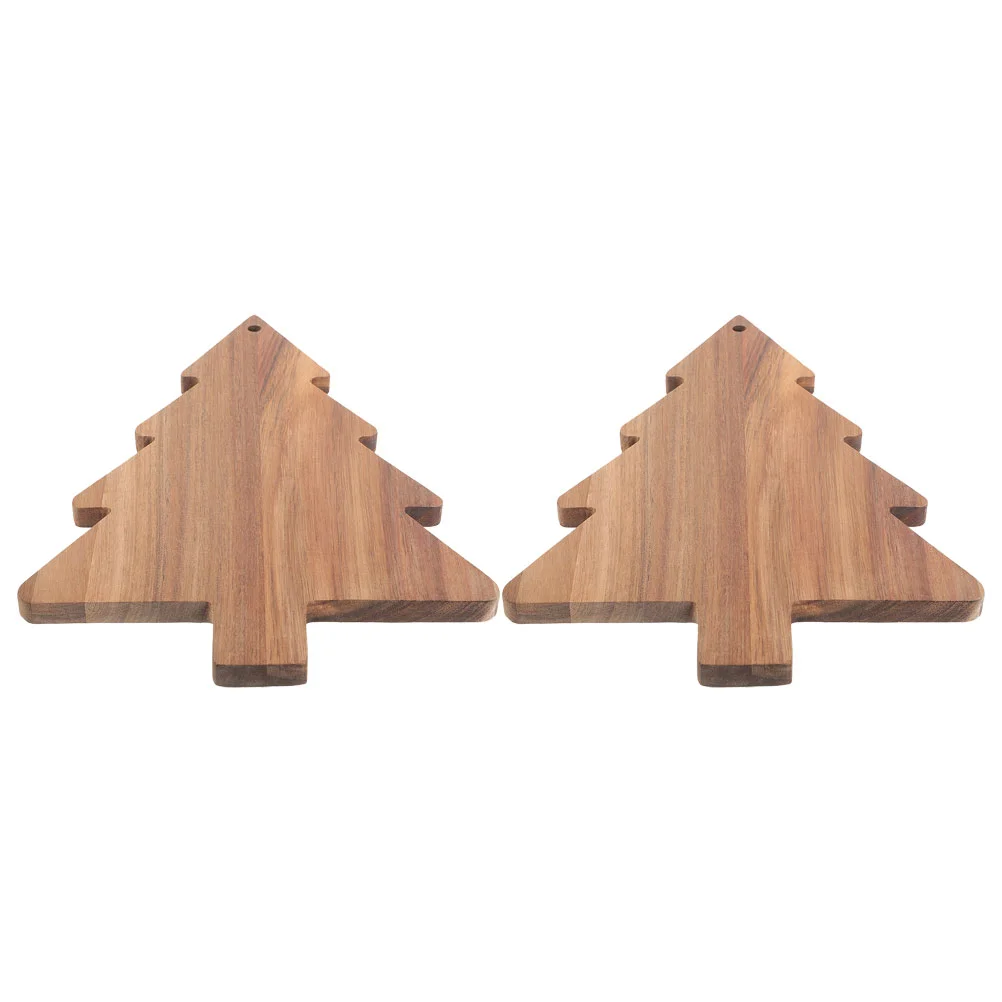 2 Pcs Christmas Tree Cutting Board Boards Restaurant Dessert Pizza Storage Decorate Wooden Bread Charcuterie