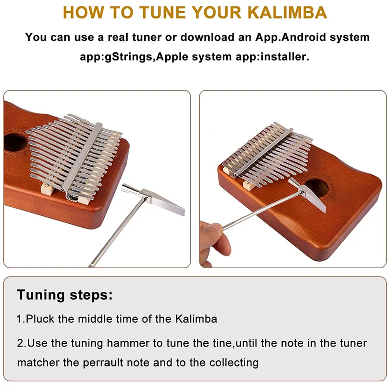 2 Pcs Tuning Hammer Kalimba Accessories For 8 17 21 24 34 41 Keys Kalimba Thumb Piano