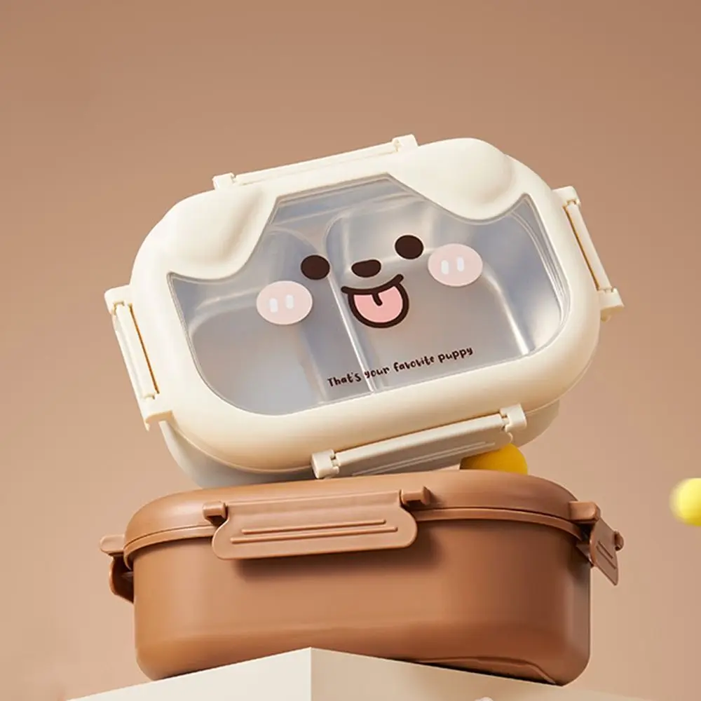 Cartoon Divides Food Container Leak-proof Stainless Steel Fresh-Keeping Box 2 Compartment Puppy Shape Lunch Container Tableware
