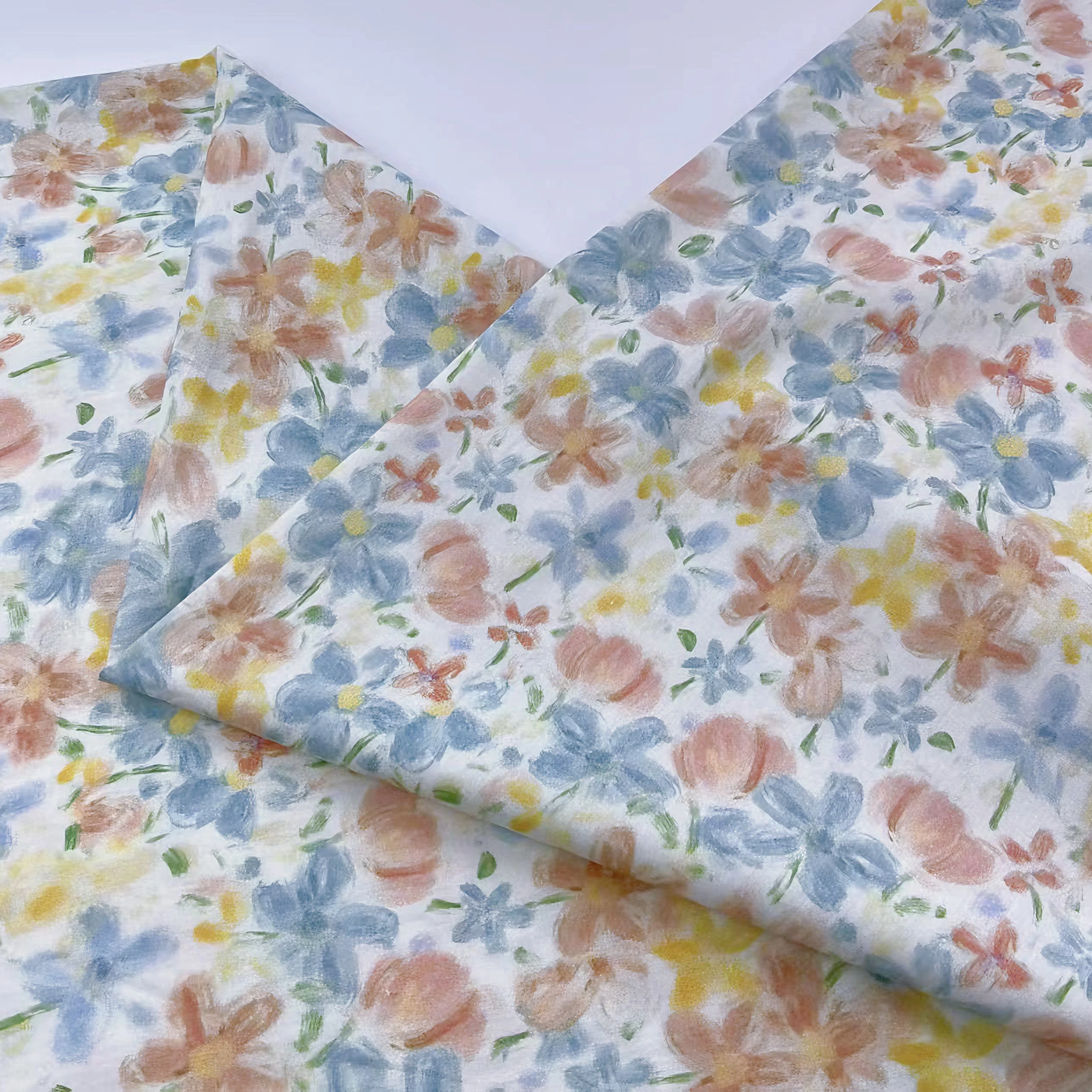 Soft Breathable Cotton Poplin Printed Fabric Watercolor oil Painting Handmade DIY Children's Clothing Dresses Sewing Design