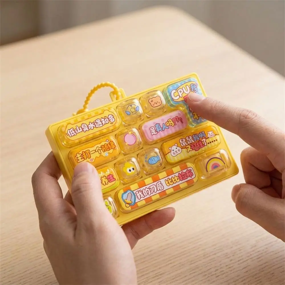 Plastic 14 Key Fidget Keyboard Charm Cartoon Animals Mechanical Keyboard Fidget Press-Type Clear Key Sounds