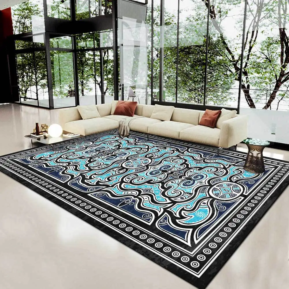 New Chinese Style Chinese Ethnic Style Atmospheric European Pattern Red and Blue Living Room Bedroom Bedside Carpet Floor Mat