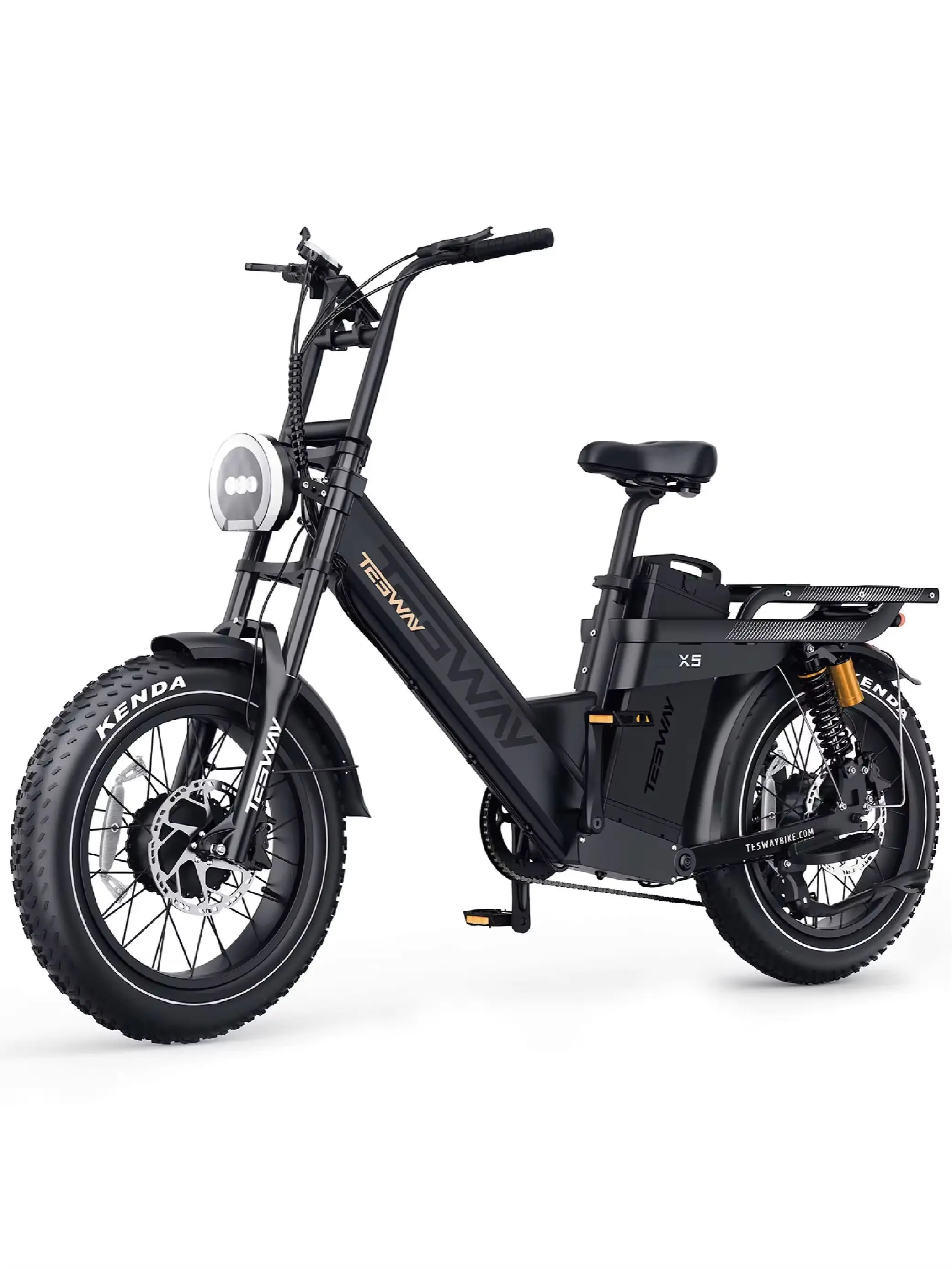 AliExpress NONE TESWAY X5 AWD E-Bike 3000W Peak Power Motor 52V 60Ah Lithium Battery 20''*4.0'' All-terrain Fat Tires 300KM Range Electric Bike,4-piston dual hydraulic brakes,Electric Bicycle